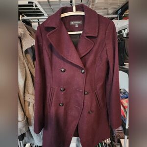 Womens Double Breasted Maroon Pea Coat